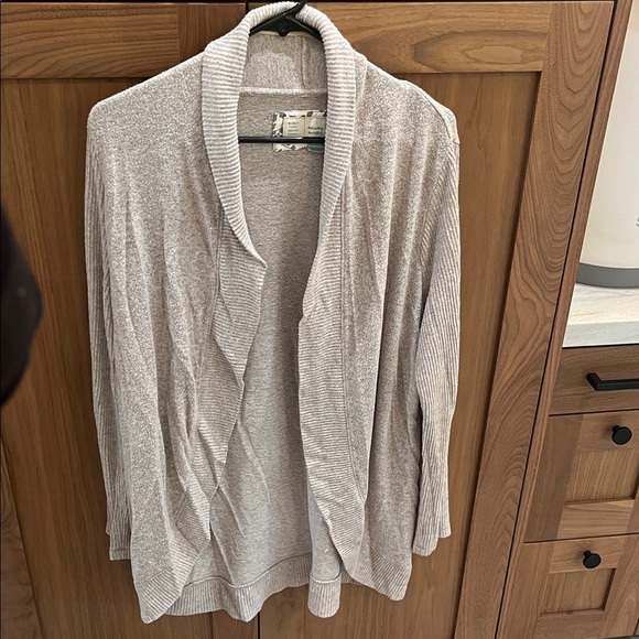 Olive Green zip up sweater and oatmeal, cozy cardigan, both from anthropology - Picture 3 of 4